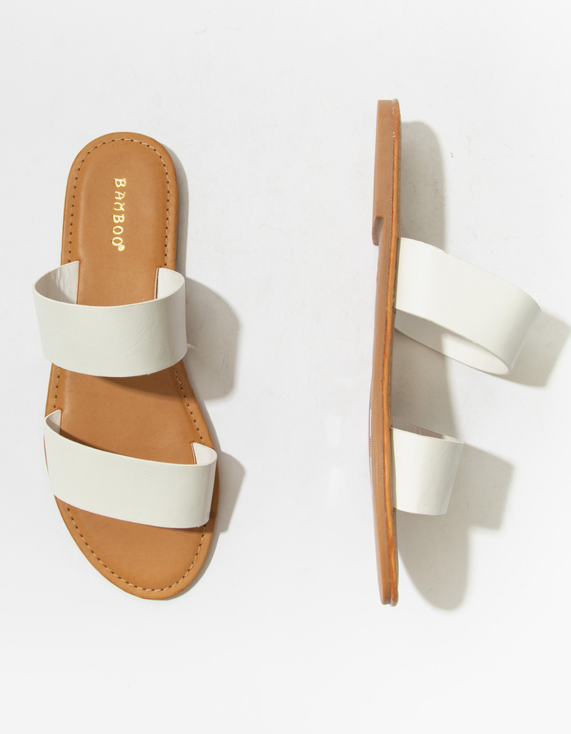 BAMBOO Double Strap White Womens Sandals image number 7