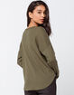 SKY AND SPARROW Button Tie Front Olive Womens Thermal Top image number 3