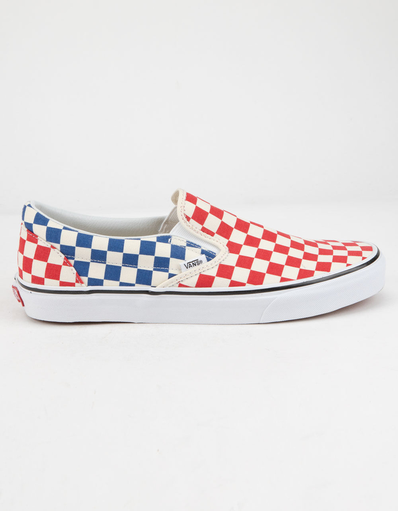 VANS Checkerboard Classic Slip-On Red & Blue Shoes image number 0
