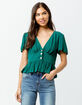 PATRONS OF PEACE Button Peplum Emerald Womens Crop Top image number 1