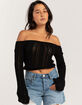 RSQ Womens Linear Stitch Off The Shoulder Sweater image number 2