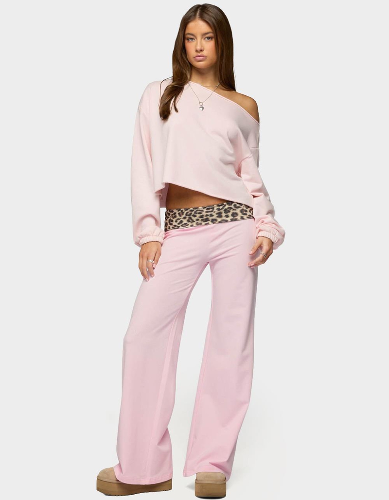 EDIKTED Leopard Foldover Pants image number 3
