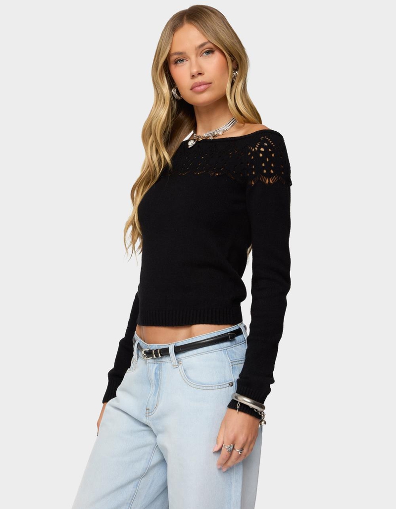 EDIKTED Lillis Boat Neck Knit Top image number 2