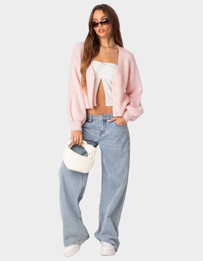 EDIKTED Sabrina Chunky Knit  Womens Cropped Cardigan image number 4