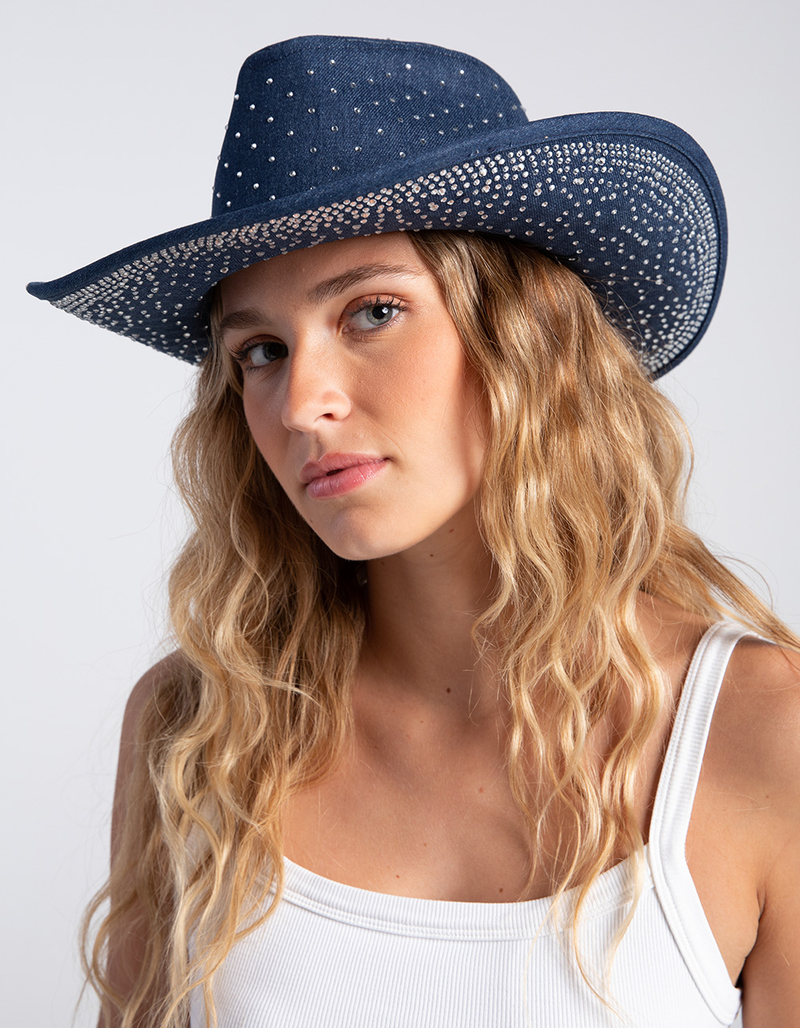 Denim Rhinestone Womens Cowboy Hat image number 4