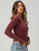 FULL TILT Womens Rib Long Sleeve Henley Top image number 3
