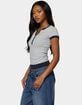 EDIKTED Regin Striped Ribbed Henley Top image number 2