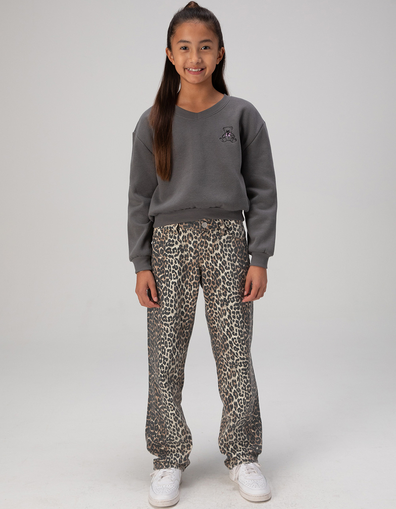 RSQ Girls Low Rise Leopard Print Baggy Jeans image number 0