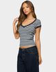 EDIKTED Antonela Striped V-Neck Tee image number 2