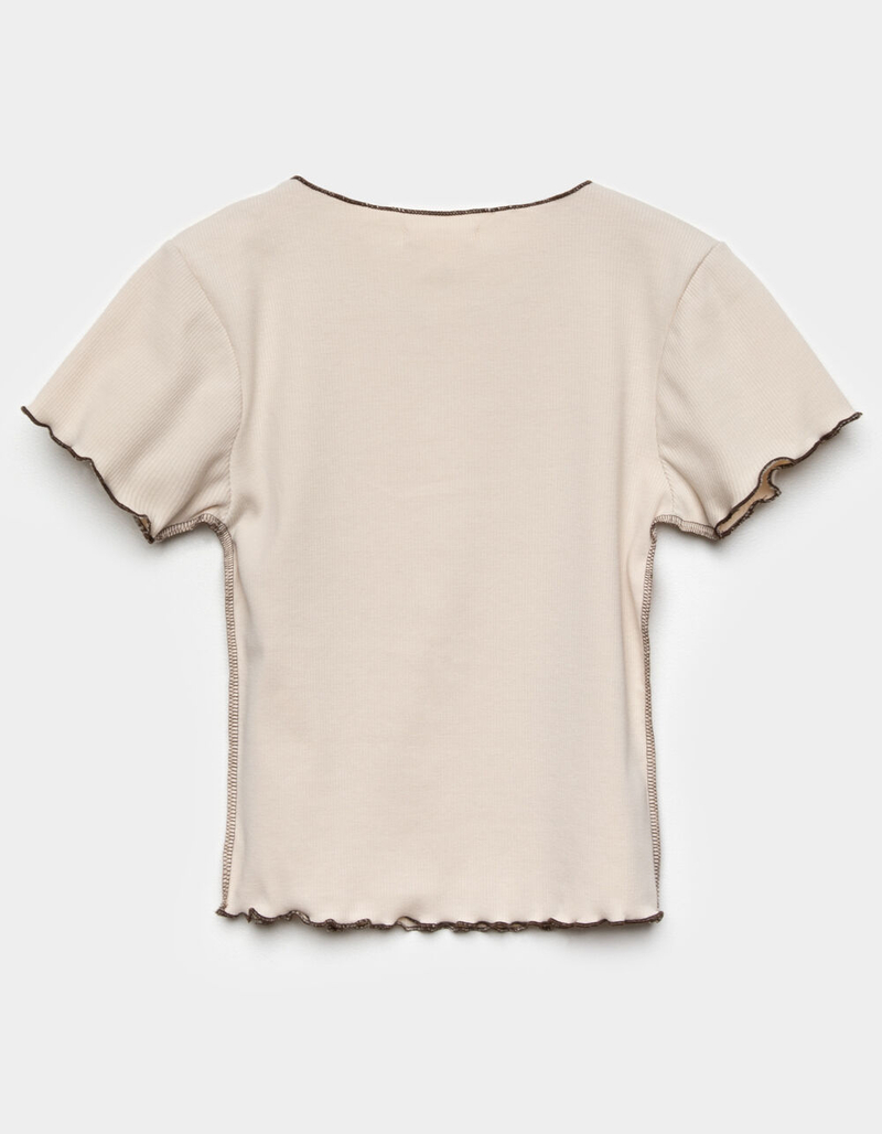 FULL TILT Girls Tan Seam Detail Baby Tee image number 1