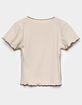 FULL TILT Girls Tan Seam Detail Baby Tee image number 2