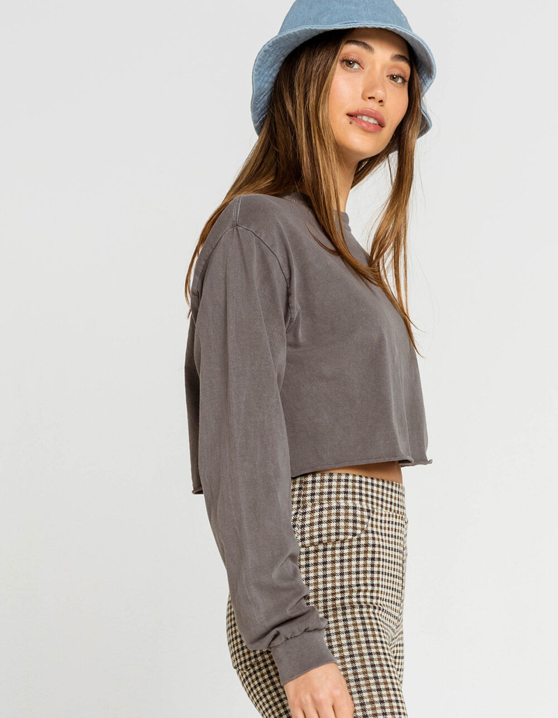 FULL TILT Solid Womens Gray Crop Tee image number 1