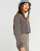 FULL TILT Solid Womens Gray Crop Tee image number 2