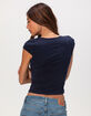 TILLYS Womens V-Neck Cap Sleeve Top image number 4