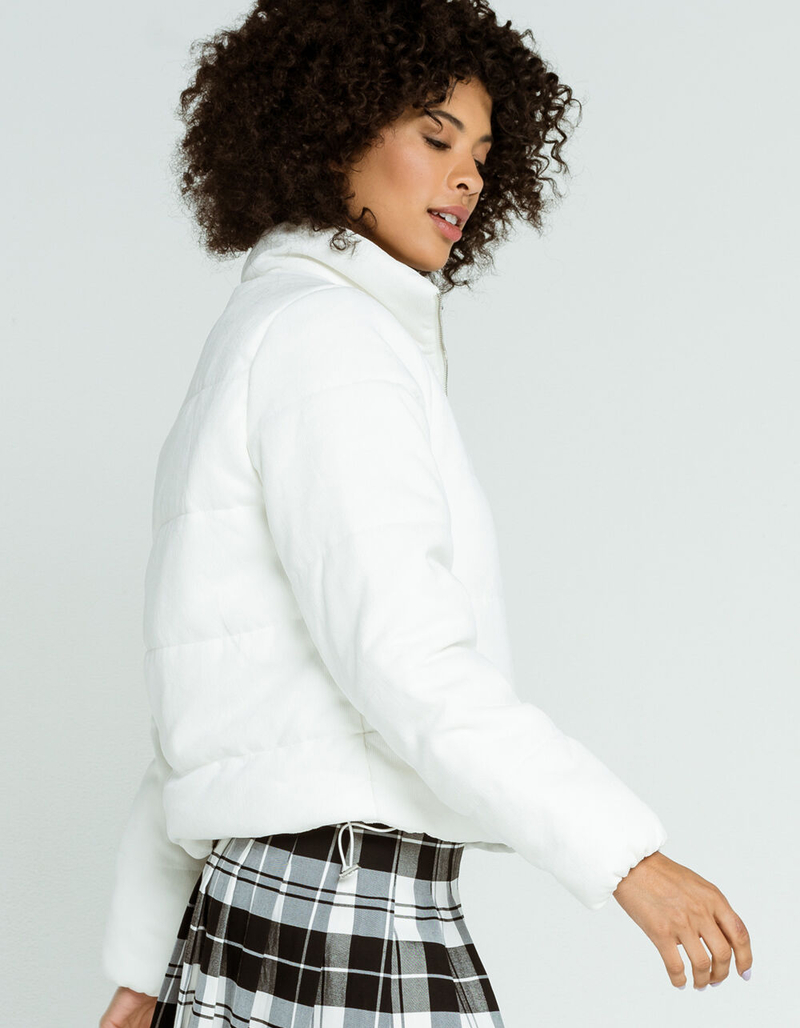 FULL TILT Essentials Corduroy Womens Cream Puffer Jacket image number 2