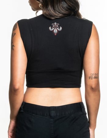 AFFLICTION Crimson Wasteland Womens Deep V Crop Top Alternative Image