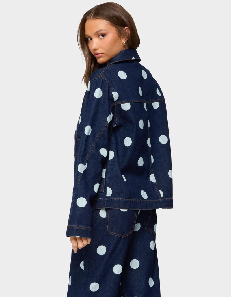 EDIKTED Leyah Polka Dot Oversized Denim Jacket image number 2