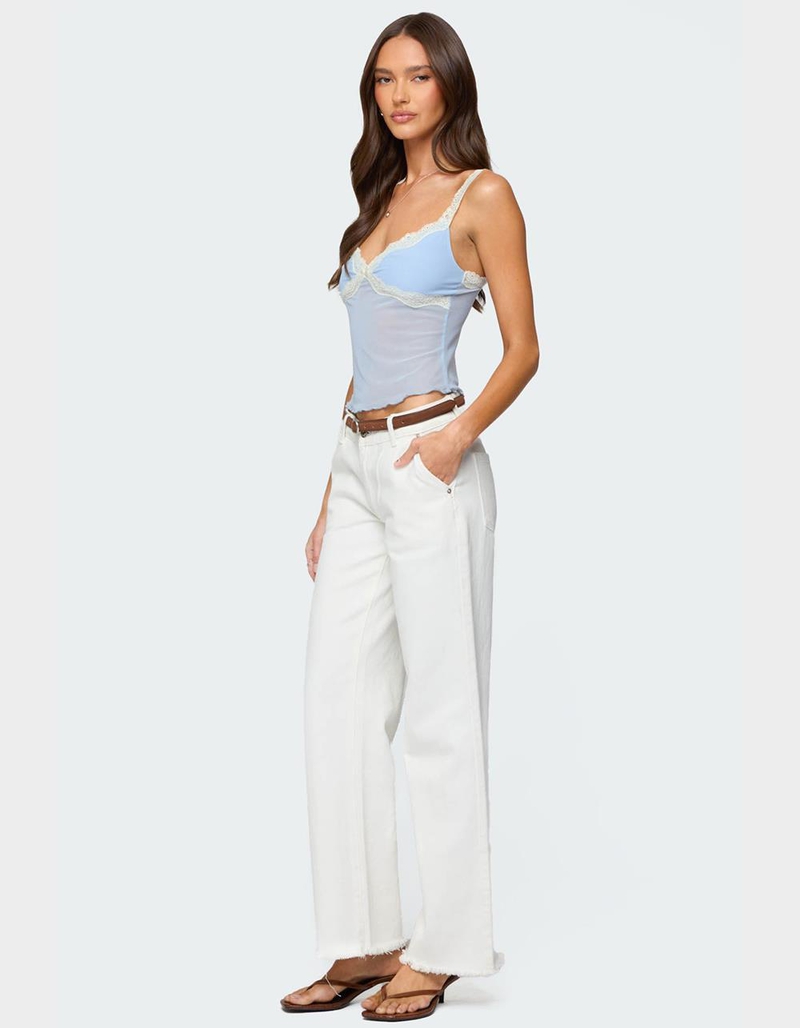 EDIKTED Contrast Lacey Mesh Tank Top image number 3