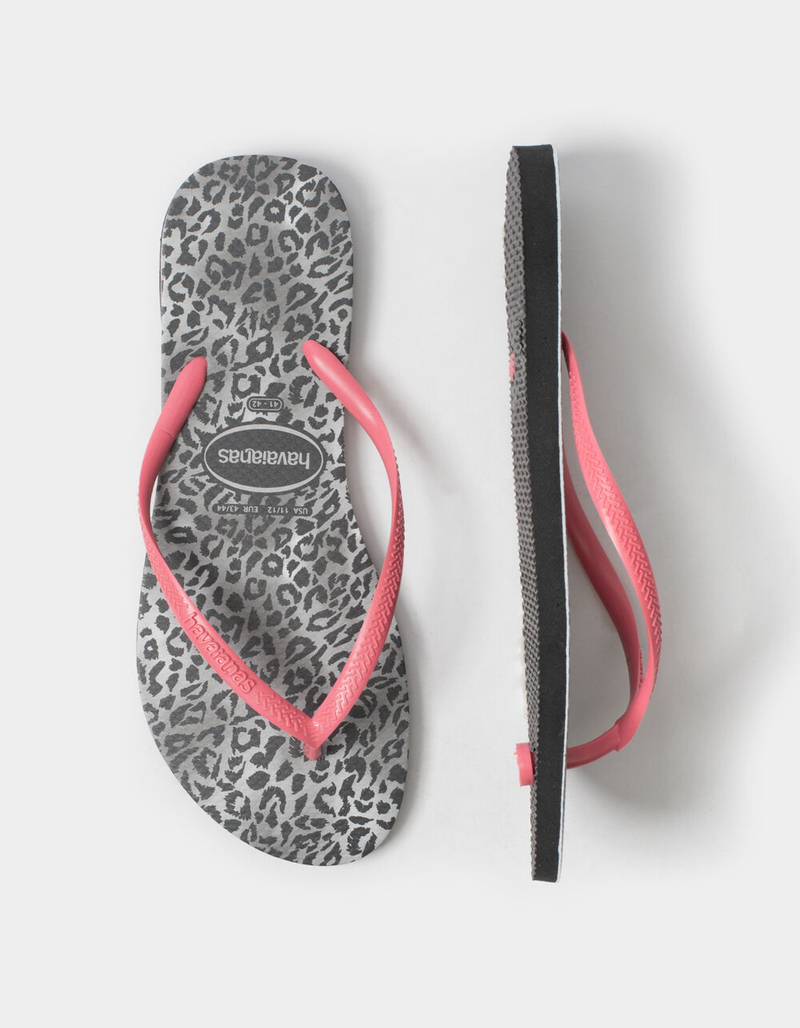 HAVAIANAS Slim Leopard Womens Black Sandals image number 4