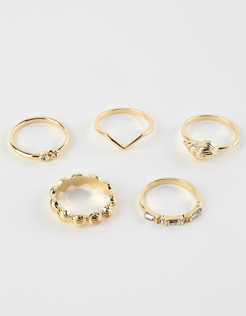 FULL TILT 5 Pack Shell/Rhinestone Ring Set image number 2
