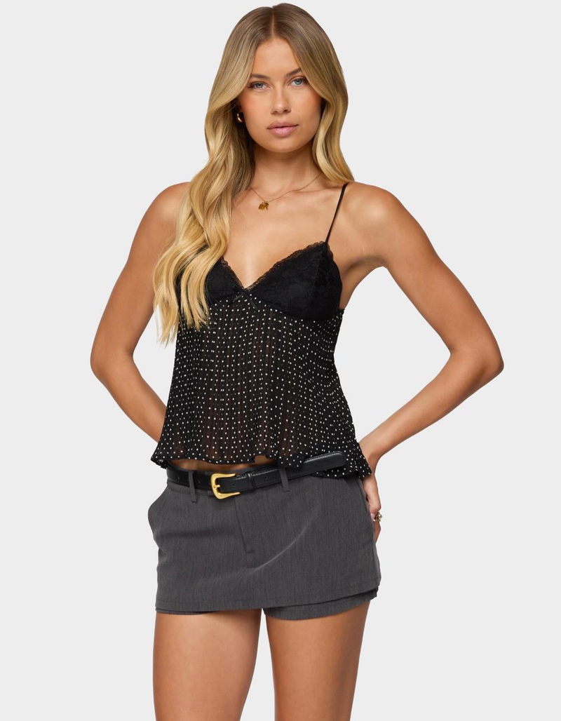 EDIKTED Rhian Lacey Pleated Babydoll Top image number 1