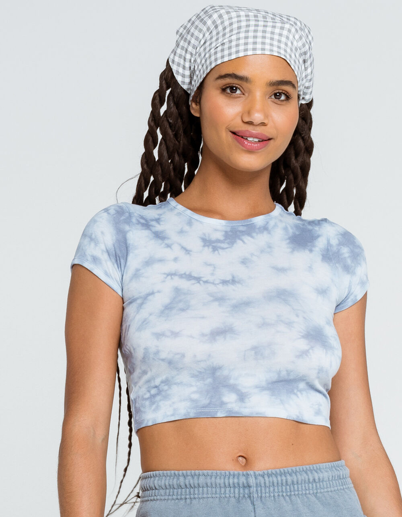 SKY AND SPARROW Cloud Wash Womens Light Blue Baby Tee image number 0