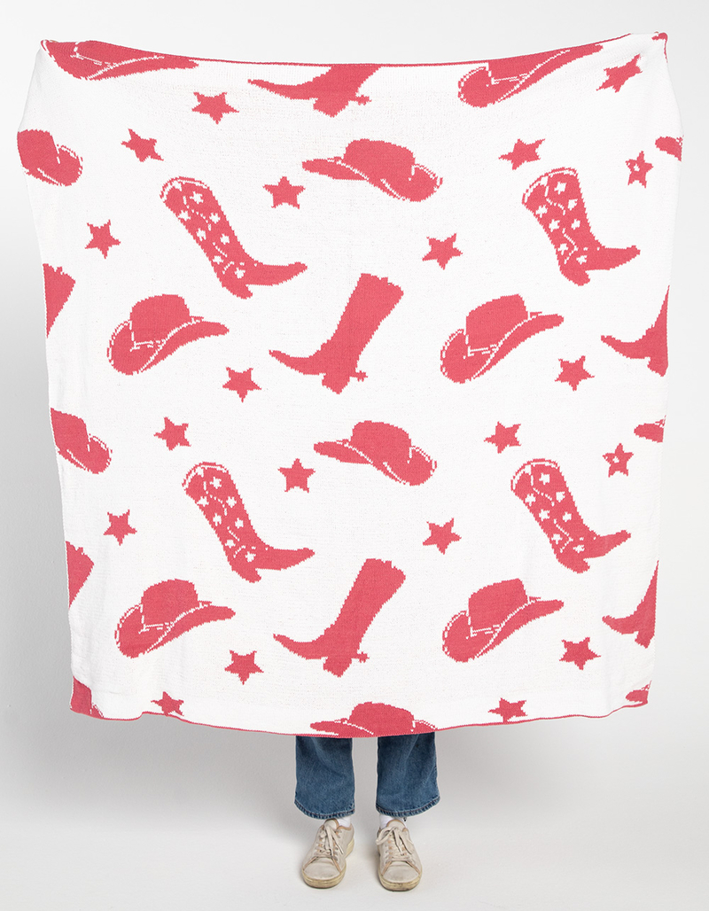 TILLYS HOME Western Boot & Hat Knit Blanket image number 1