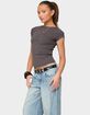 EDIKTED Oliana Ribbed Boat Neck Tee image number 2