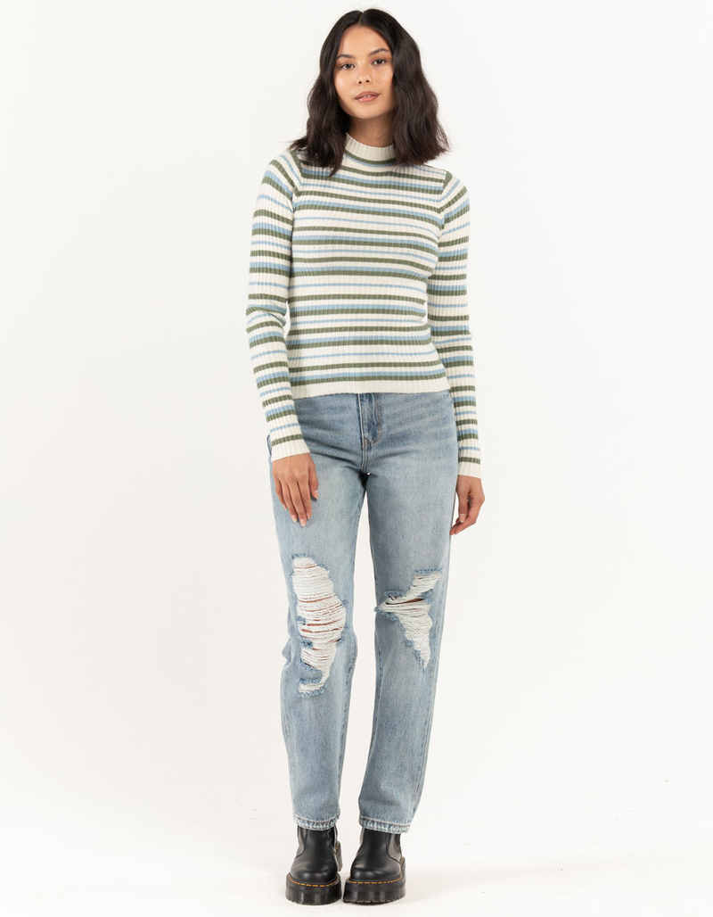 RSQ Womens Rib Stripe Mock Neck Pullover Sweater image number 3