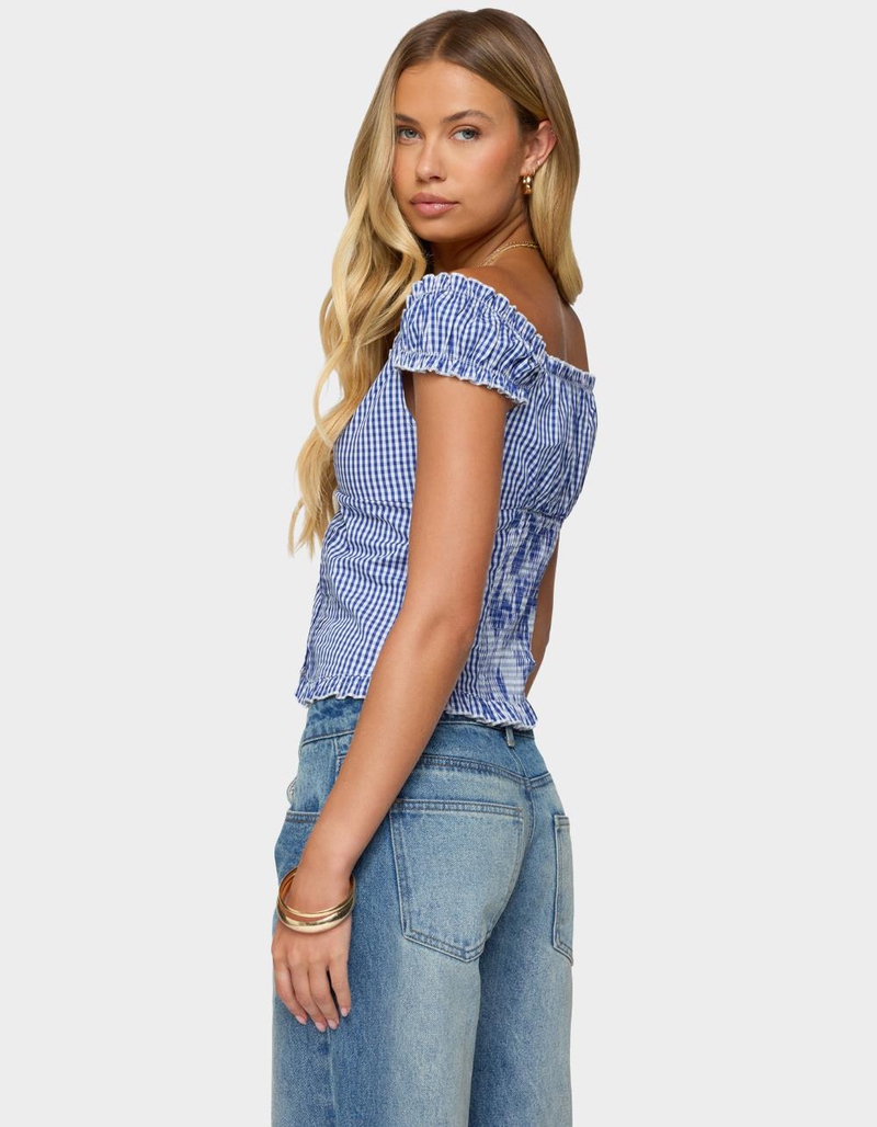 EDIKTED Dorothie Gingham Button Up Top image number 2