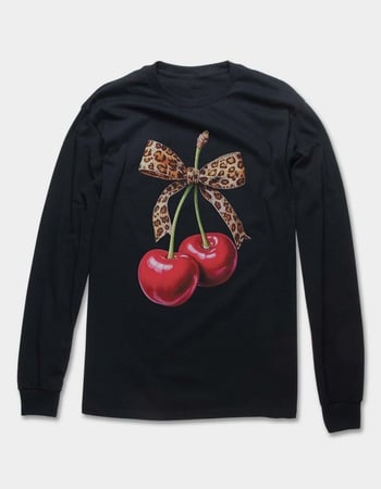 CHERRIES Leopard Bow Unisex Long Sleeve Tee Primary Image