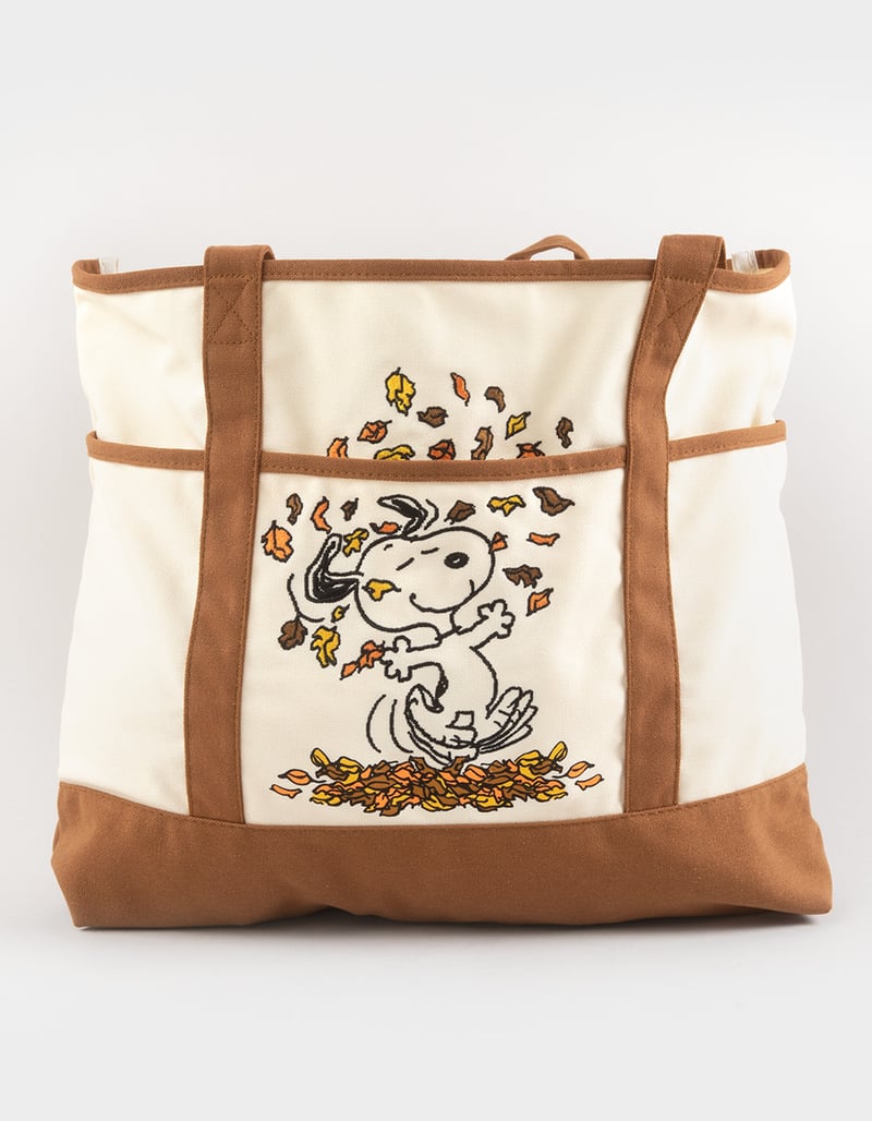 RSQ x Peanuts Fall Leaves Canvas Tote Bag image number 4