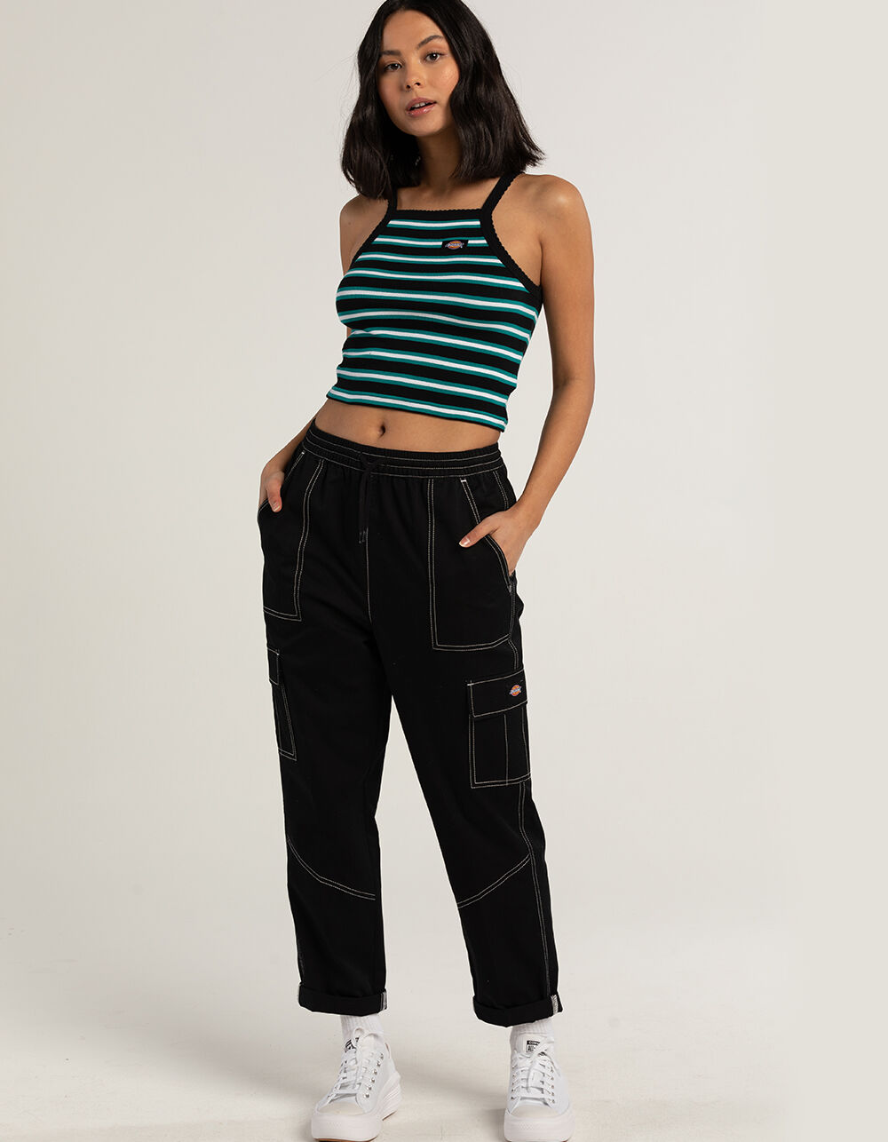 DICKIES Stripe Rib Knit Womens Tank Top - BLACK COMBO | Tillys