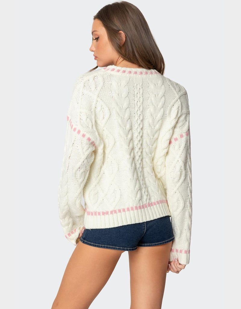 EDIKTED Eleni Cable Knit Sweater image number 4