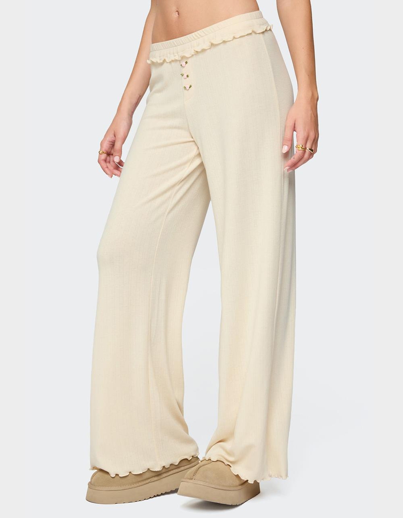 EDIKTED Posy Ruffle Pointelle Pants image number 4