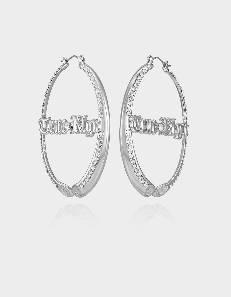 TRUE RELIGION Logo Hoop Earrings image number 1