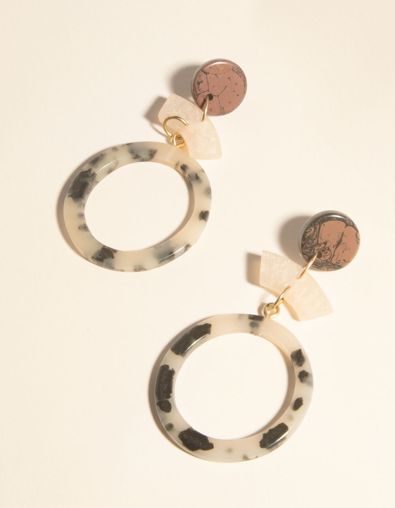 WEST OF MELROSE Marble Circle Drop Earrings image number 1