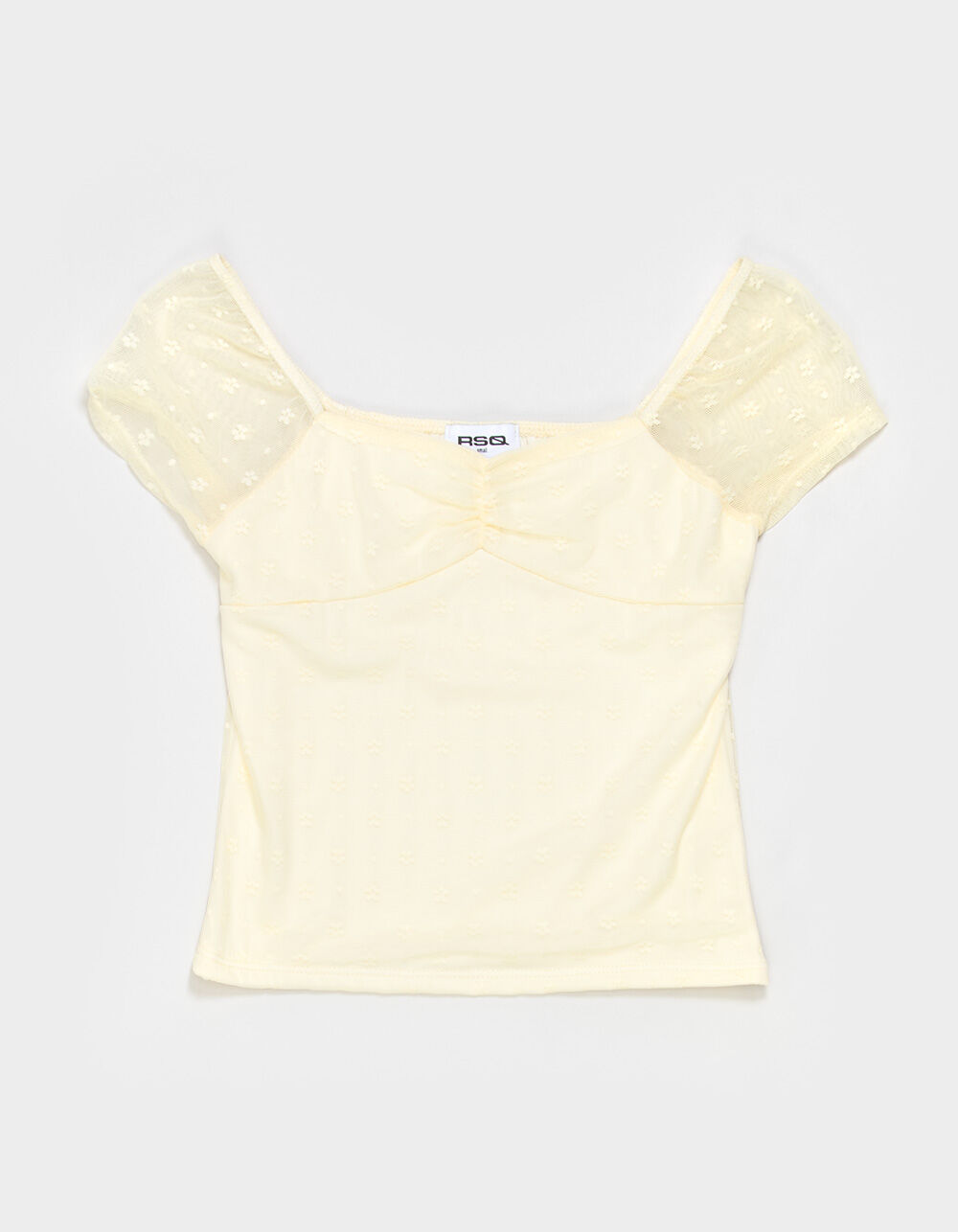 RSQ Girls Flocked Mesh Top - YELLOW - XS | Tillys
