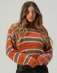 FULL TILT Fuzzy Striped Womens Sweater image number 2