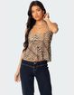 EDIKTED Tiger Printed Mesh Babydoll Top image number 1