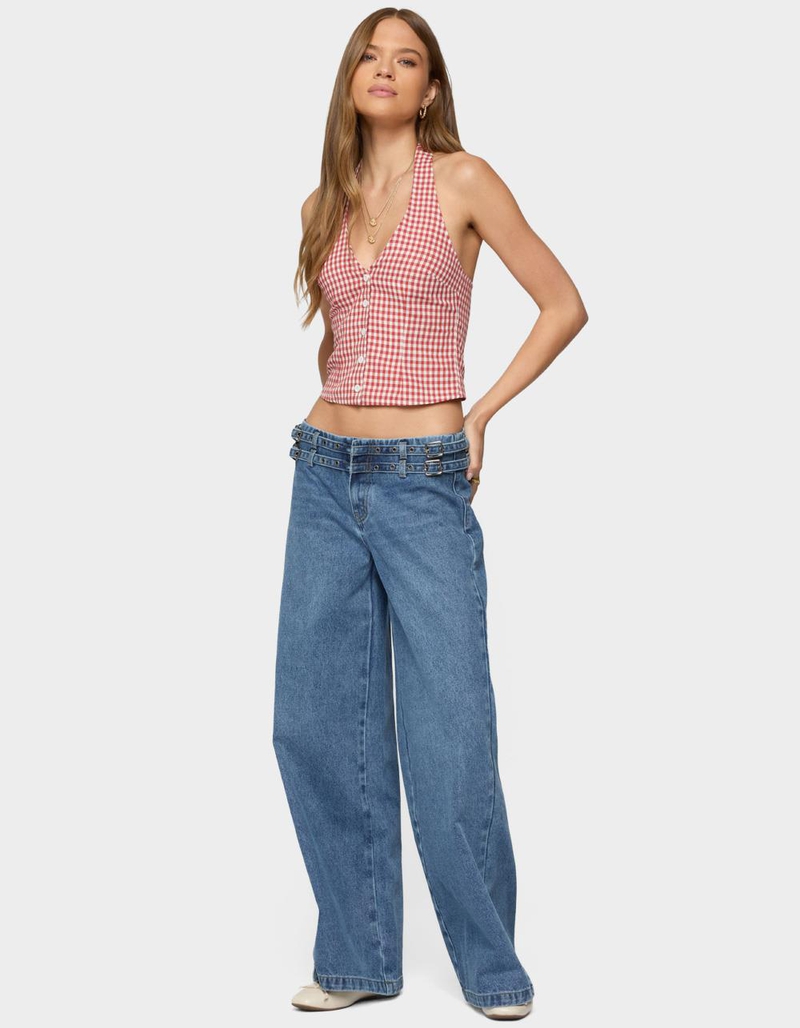 EDIKTED Livia Double Belt Low Rise Jeans image number 3