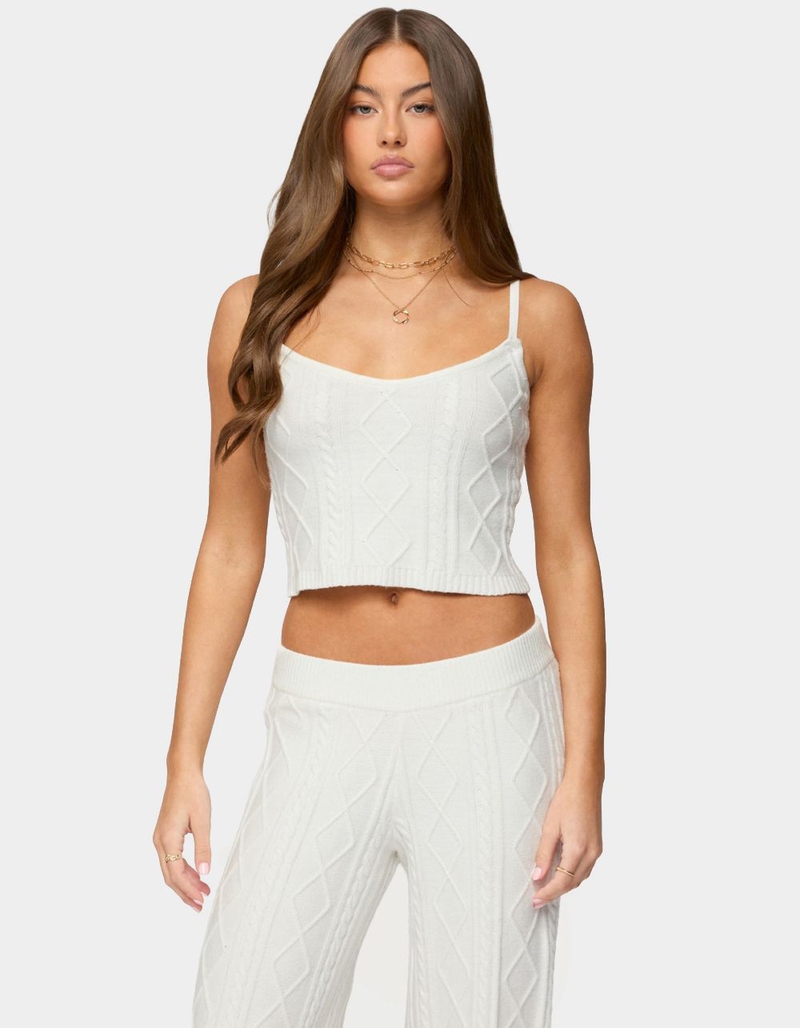 EDIKTED Louise Cable Knit Tank Top image number 1