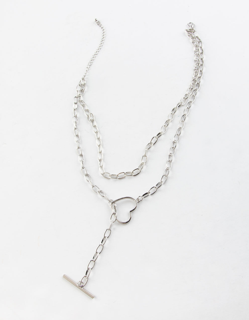 FULL TILT Layered Oval Link & Heart Necklace image number 0