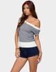 EDIKTED Lottey Striped Off Shoulder Knit Top image number 2