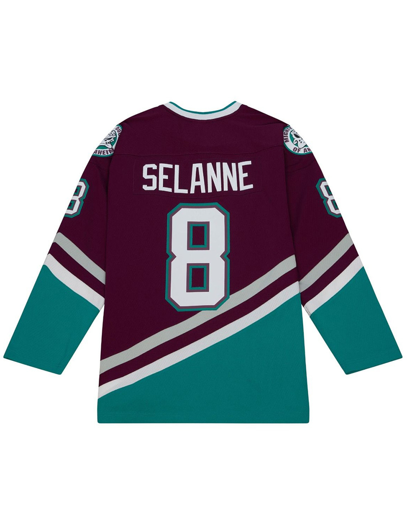 MITCHELL & NESS Blue Line Teemu Selanne Anaheim Ducks Dark 1996 Mens Hockey Jersey image number 1