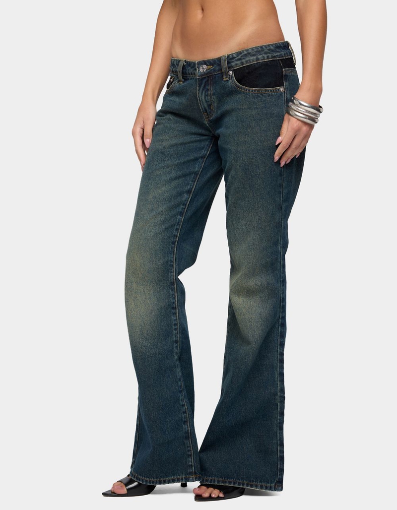 EDIKTED Tatem Lacey Low Rise Flared Jeans image number 1