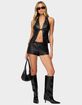 EDIKTED Reese Studded Faux Leather Micro Shorts image number 5