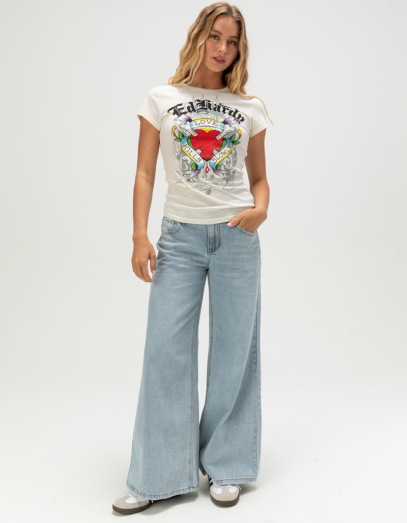 ED HARDY Love Kills Slowly Rhinestone Womens Fitted Tee image number 4