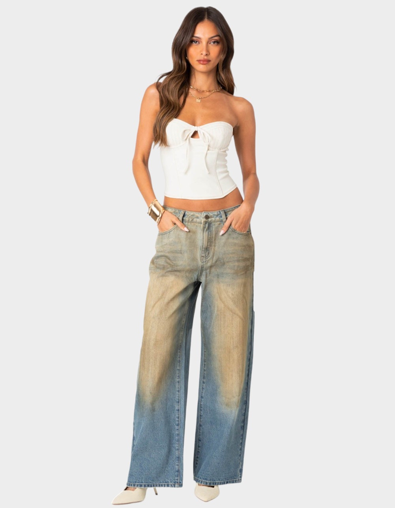 EDIKTED Muddy Washed Low Rise Jeans image number 4