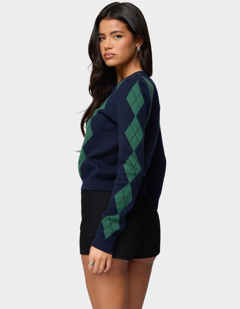 EDIKTED Farren Argyle Cardigan image number 2